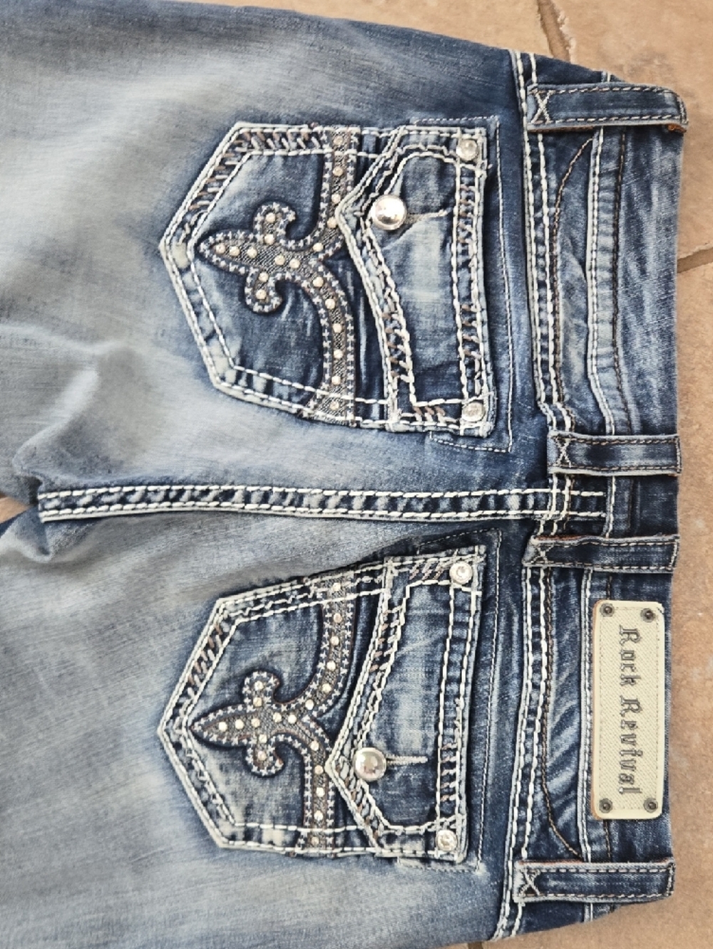 Rock Revival Embellished Ankle Skinny Jeans - Faded Blue - Picture 3 of 6